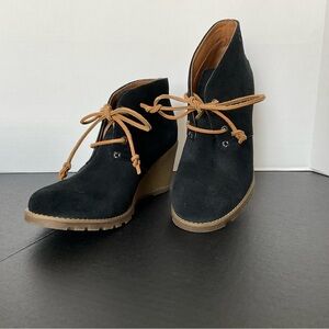 Sperry Top-Sider Women's Black Suede Ankle Boots Wedge Heel 8.5M